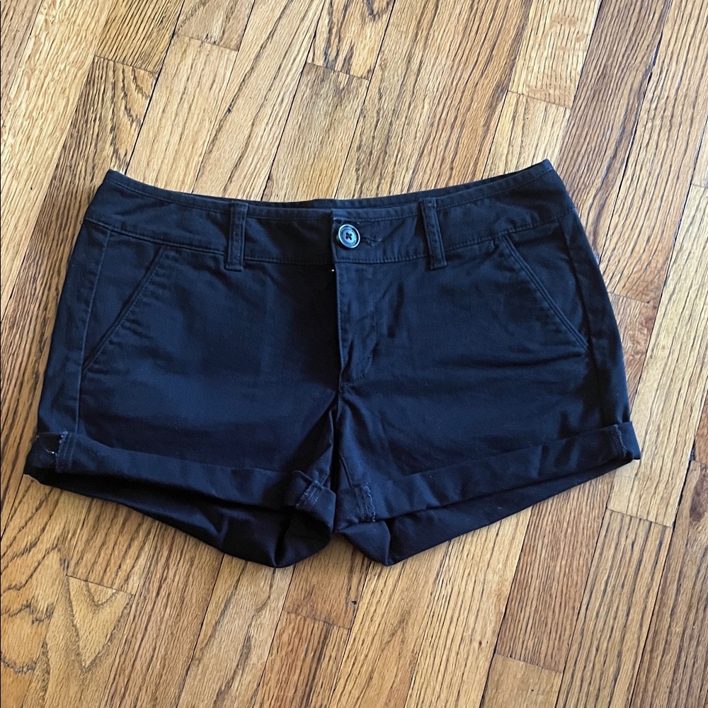 American Eagle Outfitters Black Cuffed Jean Shorts